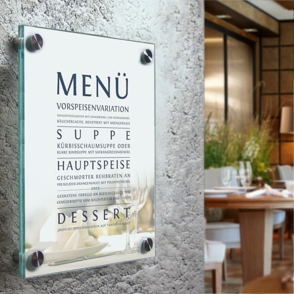 Portainformazioni a parete in vetro