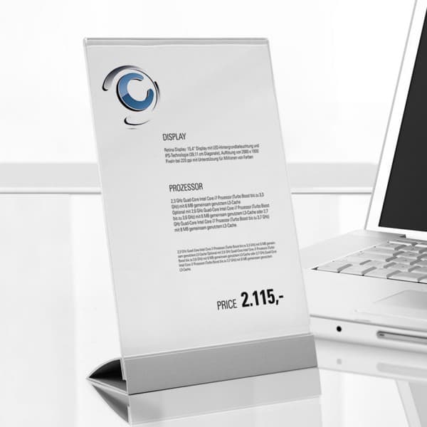 Espositore da banco in alluminio Snapin