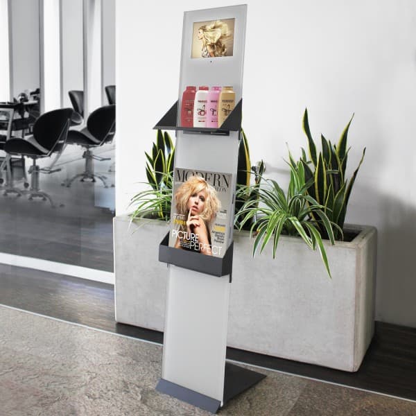 espositore da terra glass media