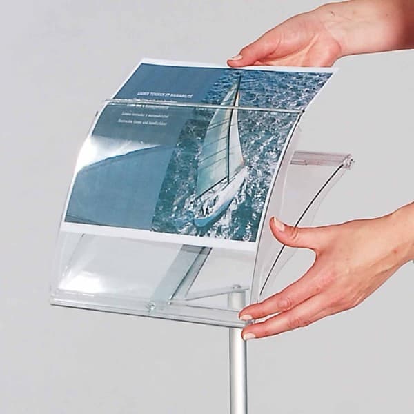 espositore da terra regolabile in altezza swift cambio informazione