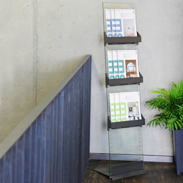 Portabrochure espositore da terra Glass Folder