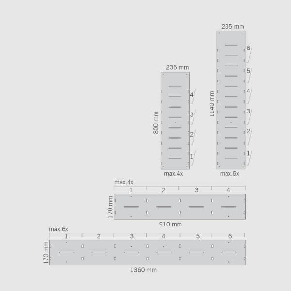scheda tecnica espositore da parete con tasche